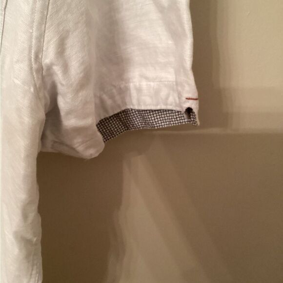 TED BAKER MENS 5. US XL GRAPHIT BUTTON FRONT COTTON LINEN SHORT SLEEVE SHIRT - Picture 6 of 11